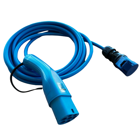Adapterkabel Typ 2 (Ladestationsseite) auf 3-polige blaue CEE-Buchse